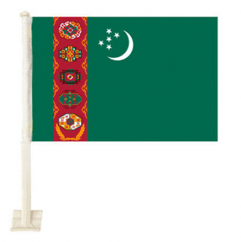 Factory selling car window Turkmenistan flag with plastic pole