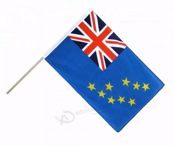 Stock barato 10 * 15 cm 4 * 6 pulgadas bandera de palo de mano de Tuvalu