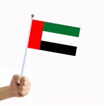 Vereinigte Arabische Emirate Hand Flagge Vereinigte Arabische Emirate Hand schütteln Flagge