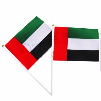14x21см полиэстер рука флаг ОАЭ с пластиковым полюсом