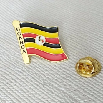 venda por atacado metal esmalte macio uganda flag lapela