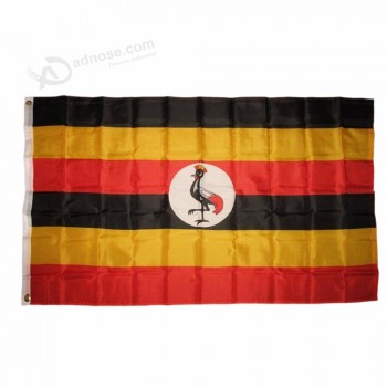 melhor qualidade 3 * 5FT poliéster bandeira de uganda com dois ilhós