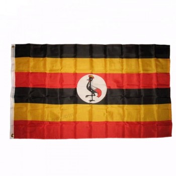 2xアイレット/ 90 * 150cm全世界の郡旗が付いている3x5ftの安い価格の良質のウガンダの国旗