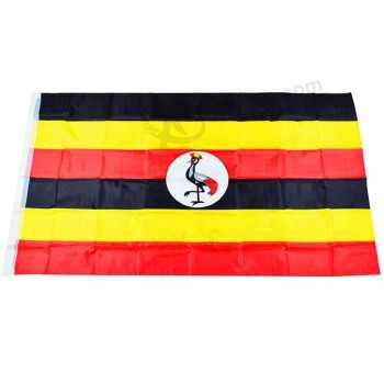 Atacado personalizado ao ar livre 110d poliéster 3x5ft bandeira país nacional bandeira de uganda