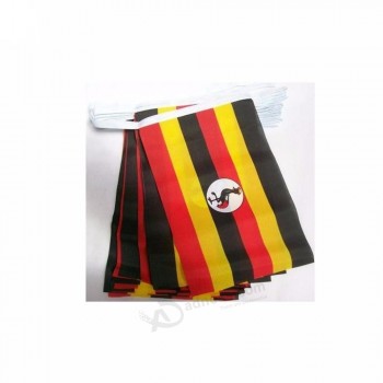 100% poliéster impresso bandeira de galhardete de uganda