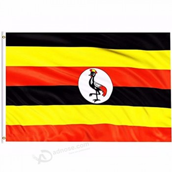 2019 Ouganda National Drapeau 3x5 FT 90X150CM Bannière 100D Polyester Drapeau personnalisé métal Oeillet