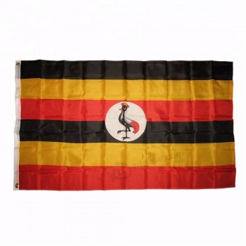 Bandera nacional de uganda de poliéster de alta calidad de 3x5 pies con dos ojales