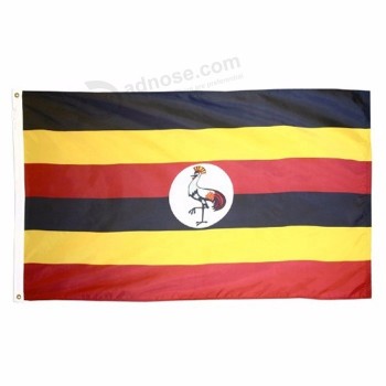 熱い販売の旗の注文スクリーンは3x5ftの大きい旗ポリエステル国民のウガンダの旗を印刷しました
