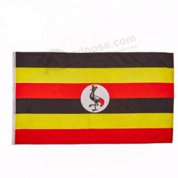 Polyester hand held car usage Uganda flag banner