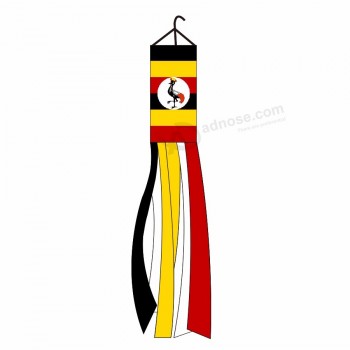 Manga de viento espiral de arco iris de bandera de uganda personalizada de 40 pulgadas para fiesta de evento