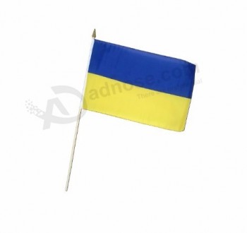 Bandiera della mano Ucraina blu sublimazione Coppa del mondo giallo