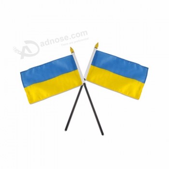 Blue Yellow 2020 World Cup Fabric Sublimation Ukraine Hand Flag