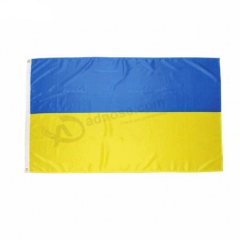 Estoque de atacado Venda quente 3x5ft tecido amarelo e bule impresso bandeiras de poliéster da ucrânia