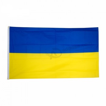 3x5ft gelbe blaue Ukraine-Nationsflagge fertigte Größenplastikknebel verbundene Landflagge besonders an