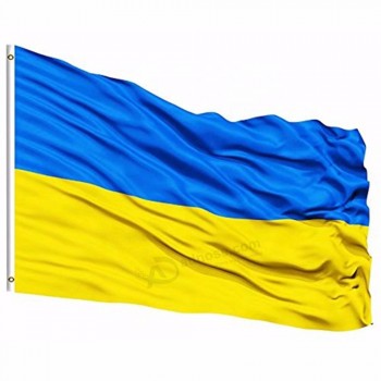 Bandera nacional de Ucrania al por mayor caliente 3x5 FT 90x150cm-color vivo y bandera ucraniana de poliéster resistente a la decoloración UV