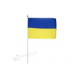 нестандартный размер 12 х 18 дюймов 75D полиэстер украина ручной флаг с пластиковым полюсом