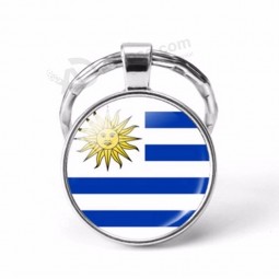 Uruguay-Luxusbeutel bezaubert Fußballfanandenkengeschenke kundenspezifisches Epoxidmetalllandflagge keychain