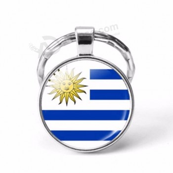 Uruguay luxe sac breloques fans de football cadeaux souvenirs personnalisé époxy métal pays drapeau porte-clés
