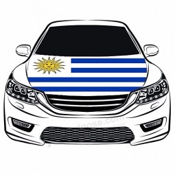 Uruguay-Flagge Motorhaubenabdeckung 3.3x5ft 100% Polyester, Motorflagge, elastische Stoffe Waschbar, Motorhaubenbanner