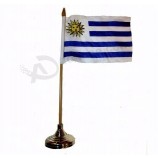 uruguay kleine 4 X 6 inch mini country stick vlag banner met gouden standaard op een 10 inch plastic paal