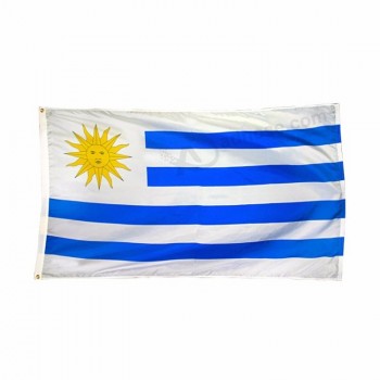 Hot Sae barato tamaño personalizado impresión de poliéster colgando uruguay bandera país bandera nacional