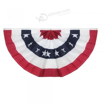 venta al por mayor tamaño personalizado decoración Fan USA bandera plisada bandera