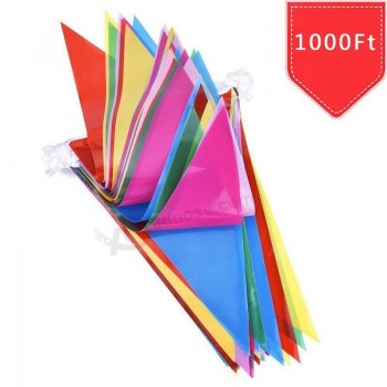 600pcs Multicolor Pennant Banner Bunting Flags 1000 Ft for Festival Party Celebration Events and Backyard Picnics Nylon Fabric Decorations Flags