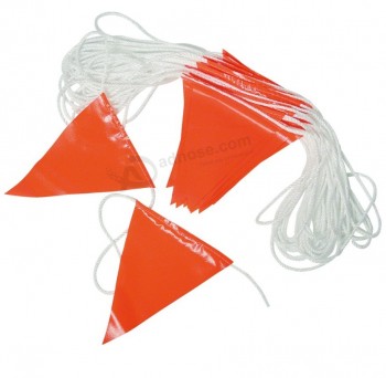 カスタムオレンジ三角形の旗布安全フラグヘビーデューティロープ上の警告フラグ