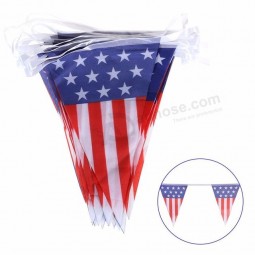 美国7月4日装饰高档彩旗促销铜版纸彩旗串旗定制双面印刷PVC串旗塑料吊旗pdyear制造商定制花园车手三角彩旗三角旗串标志老式的婚礼聚会粗麻布横幅聚