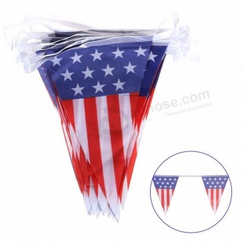 Amérique 4 juillet décoration drapeaux de fanion de grande classeDrapeau promotionnel en papier couché Bunting String FlagImpression double face personnalisée PVC String Flags Drap