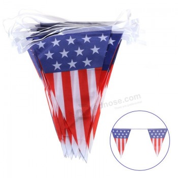 Kunststoff USA amerikanische Flagge Wimpel Banner US Flagge Banner 4. Juli Unabhängigkeitstag Dekoration 7 Dreiecksflaggen pro Set