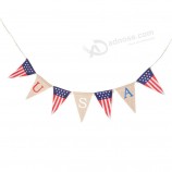 VS jute banner Amerika vlag banner vierde van juli bunting banner opknoping wimpel banner garland feestartikelen voor onafhankelijke dag