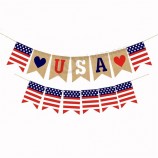 Festa dell'indipendenza USA bandiera a stelle e strisce e banner decorativo per eventi patriottici