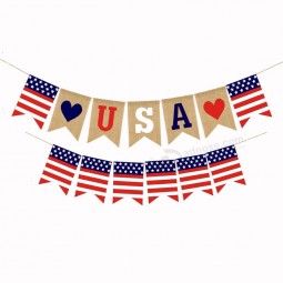 vrise 2019 4 luglio USA bandiera banner stamina bandierine stelle strisce forniture per feste USA festa dell'indipendenza decorazione