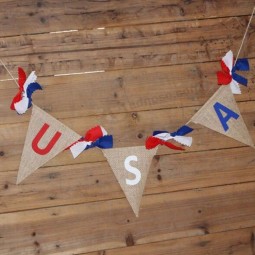 blau, weiß und rot bowknot tricolor hängende Wandwimpel USA Druck Leinenwimpel