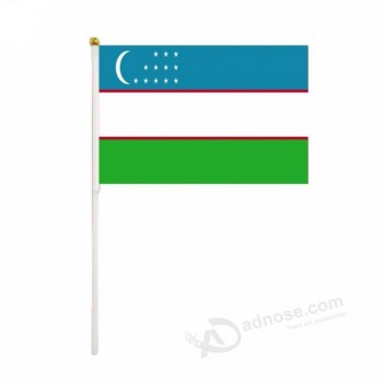 Bandiera mano 100% nylon 2019 moq basso uzbekistan logo nazionale