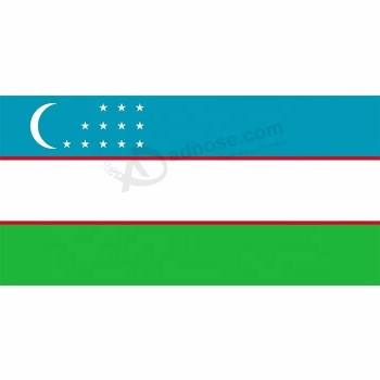 Baixo preço de atacado bandeira nacional pendurado ao ar livre personalizado 3x5ft impressão poliéster bandeiras do uzbequistão