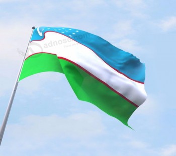 ウズベキスタンの旗の生地100％のポリエステル大きい国旗の販売