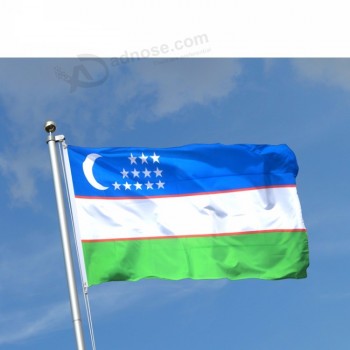 big blue white green screen printing uzbekistan flag