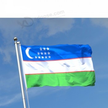 grand bleu blanc vert sérigraphie drapeau de l’Ouzbékistan