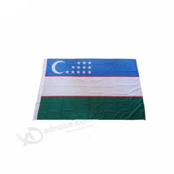 Venta caliente 3x5ft poliéster bandera de Uzbekistán para la decoración
