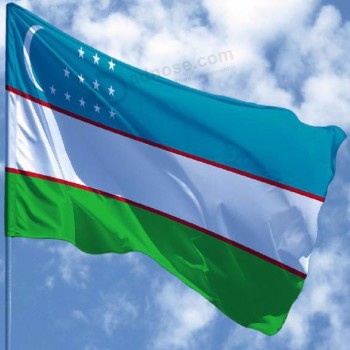 Vente chaude 3x5ft Grande impression numérique polyester personnalisé Ouzbékistan pays drapeau