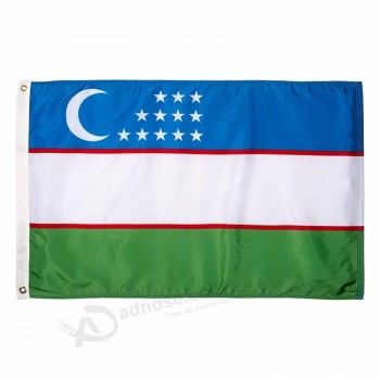 Venda por atacado quente 3x5 bandeira personalizada bandeira do uzbequistão
