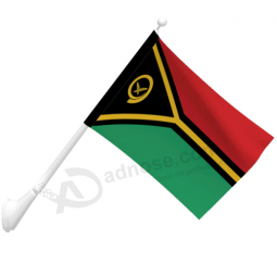 Mini Wall Mounted Polyester Vanuatu Flag with Pole