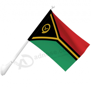 Mini Wall Mounted Polyester Vanuatu Flag with Pole