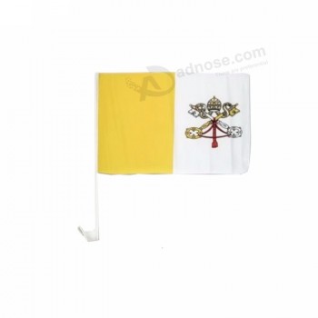 bandera duradera barata de la ventanilla del coche del Vaticano con el poste plástico