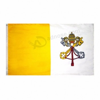 卸売在庫3x5ftスクリーン印刷100％織ポリエステルバチカン市国教皇旗