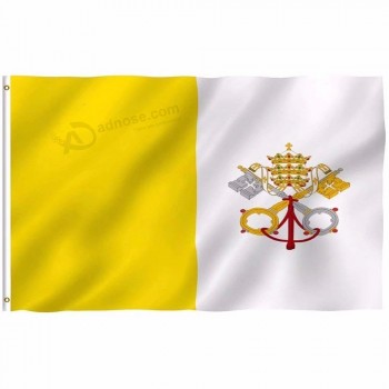 2019 바티칸 국기 3x5 FT 90x150cm 배너 100D 폴리 에스테르 사용자 정의 플래그 금속 밧줄 고리