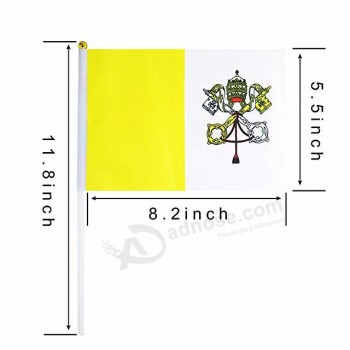 Vaticaanstad vlag heilige Zie Italië rooms-katholieke kerk hand sticks vlag met vlaggenmast