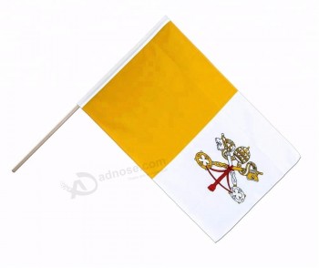 Personalizado 14 * 21 cm poliéster cidade do vaticano bandeira mão bandeira